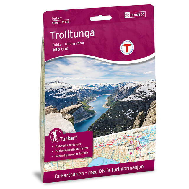 Trolltunga Odda-Ullensvang Nordeca Turkart 1:50 000 2825 