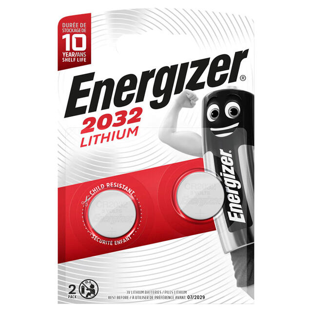 Batterier 2032 Energizer Lithium CR2032 2 pk.