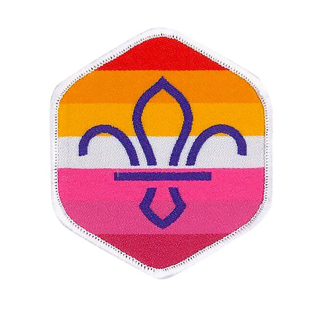 Regnbuemerke lesbisk WOSM Scouts Pride Woven Fun Badge Lesbia