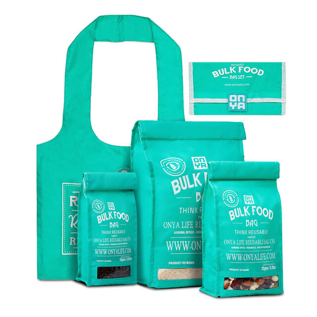 Løsvektposer og handlenett Onya Bulk Food Bag Kit Aqua
