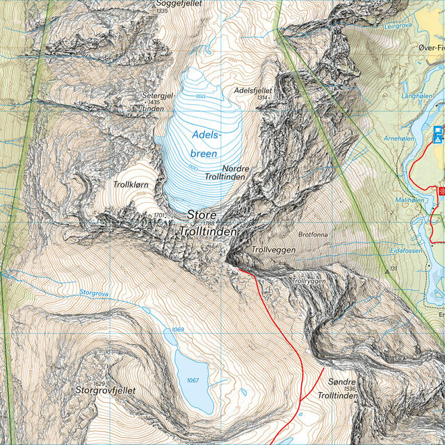 Trolltinden Høgstolen Calazo Høyfjellskart 1:25 000 Romsdalen 