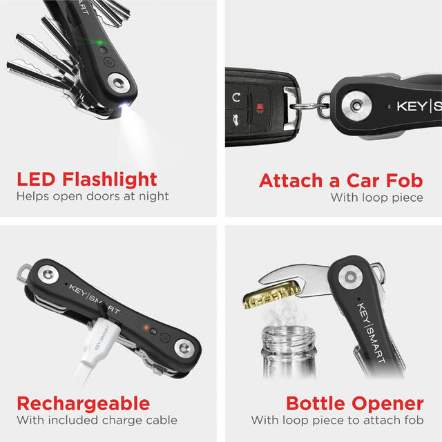 Nøkkelknippe med sporing KeySmart iPro Black 