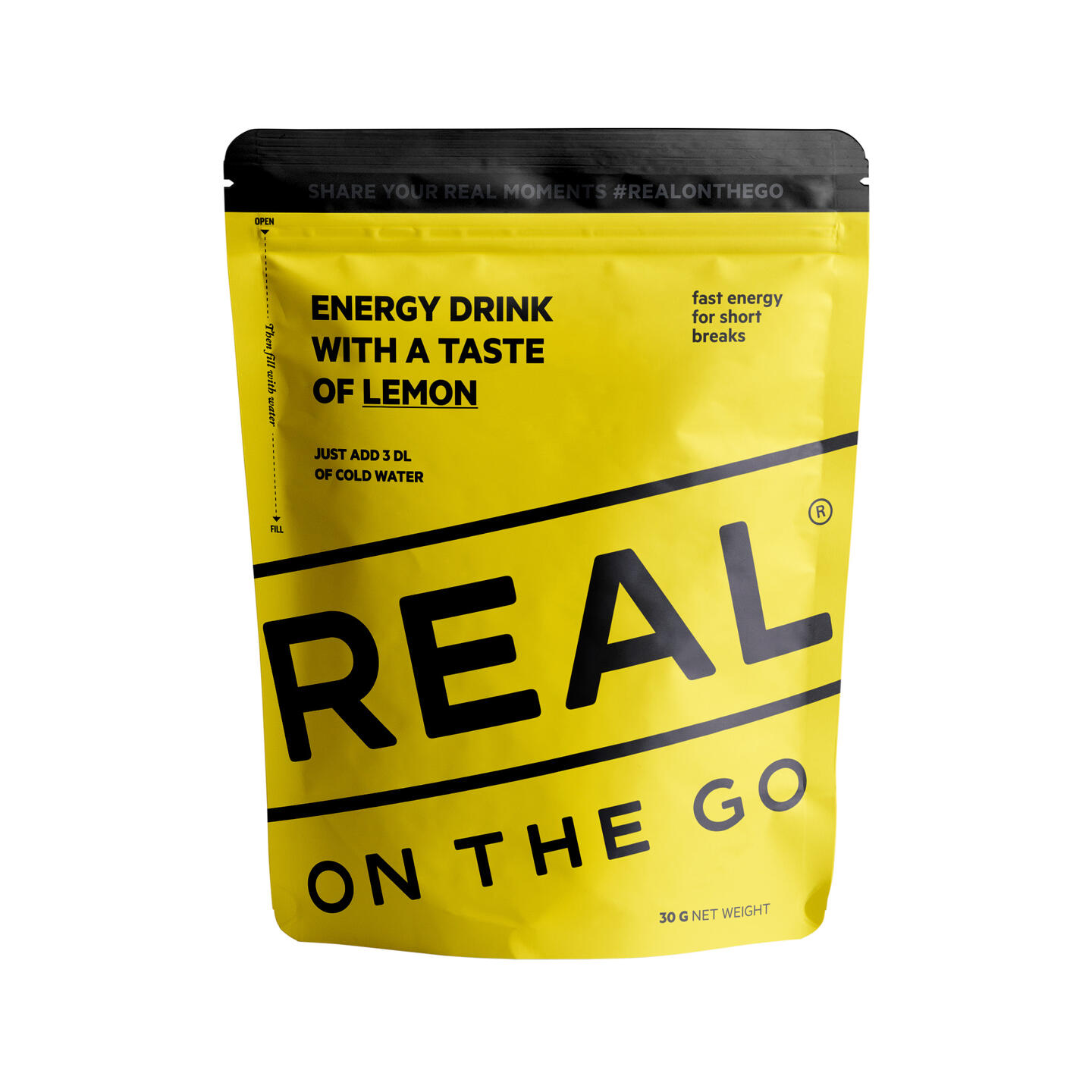 Energdrikk Real On-the-Go Energy Drink Lemon 30 gra