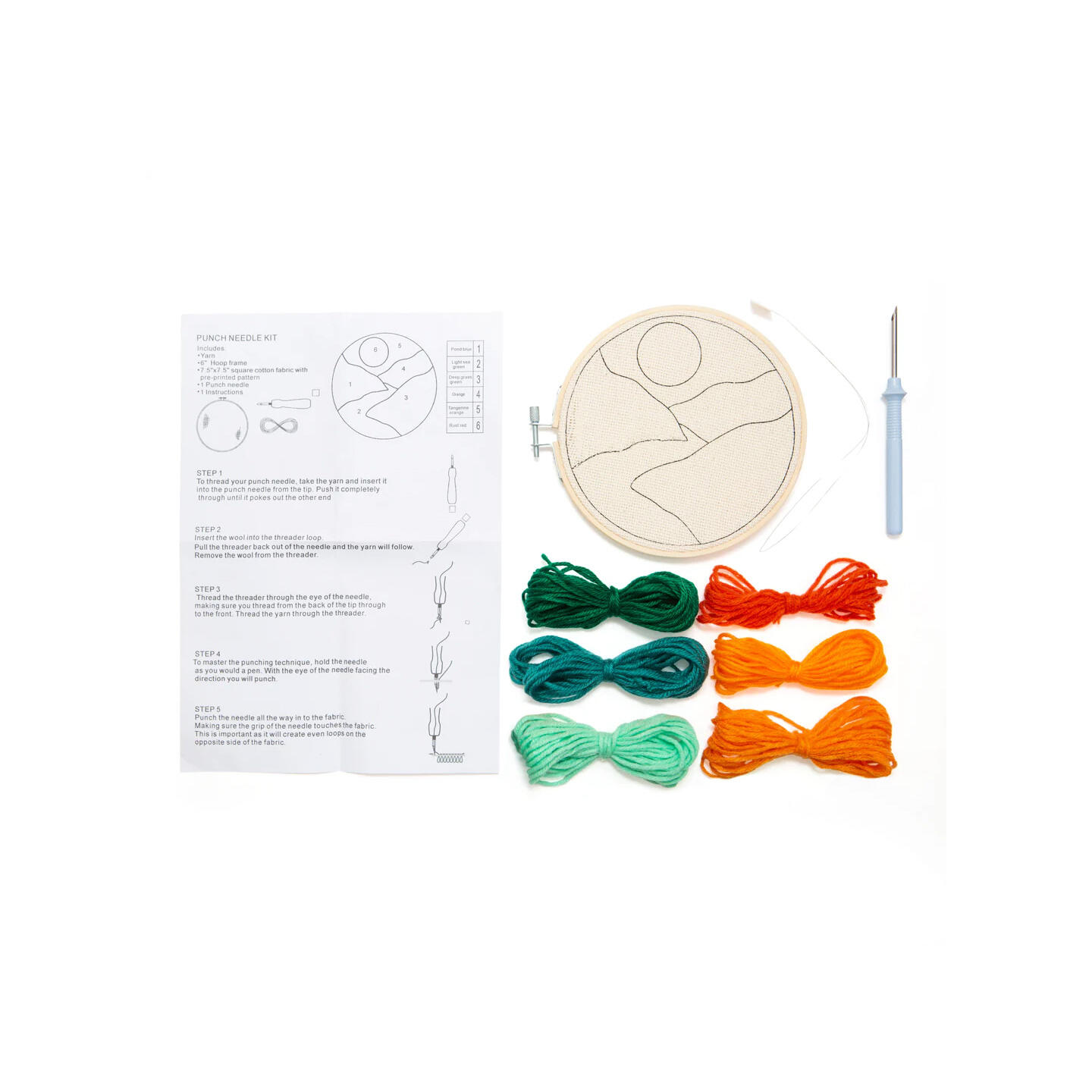 Lag ditt eget garnbilde Kikkerland Landscape Punch Needle Kit - finn - finn - finn - finn - finn - finn - finn