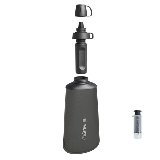 Klemmeflaske med vannrenser Lifestraw Peak Squeeze 1 liter DarkGrey