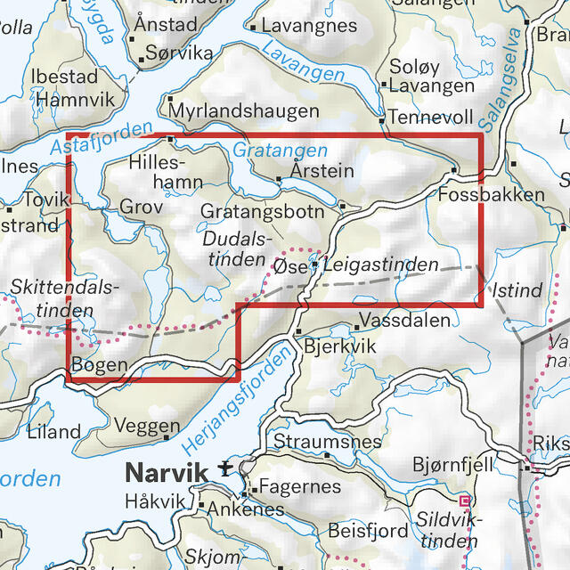 Spanstinden Dudalstinden Calazo Høyfjellskart 1:25 000 Narvik