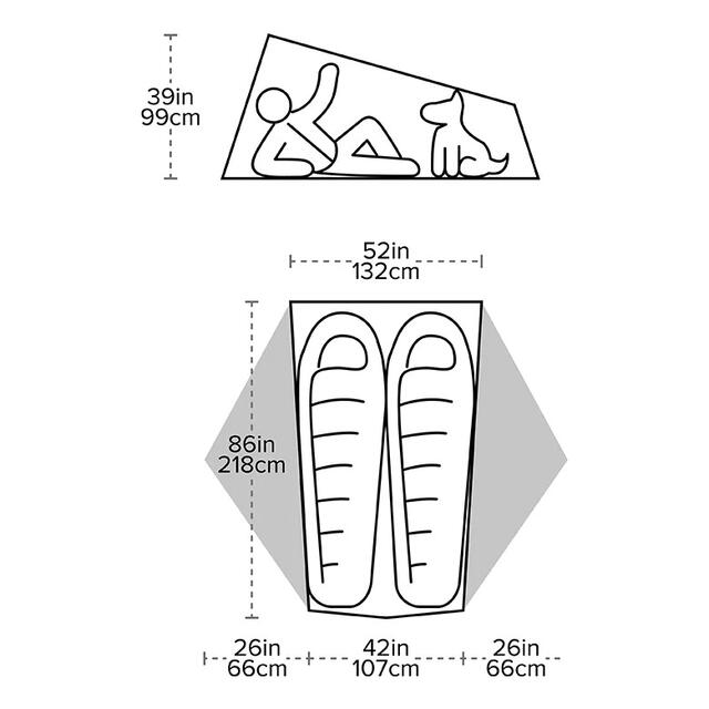 Kuppeltelt til 2 Big Agnes Tiger Wall UL2 SolutionDye 