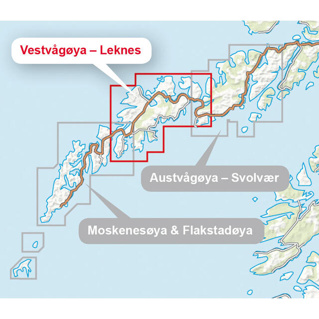 Vestvågøya Leknes Calazo Høyfjellskart 1:30 000 Lofoten 