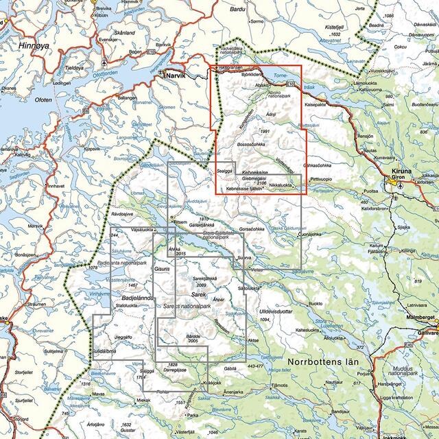 Sverige: Kebnekaise Abisko Riksgränsen Calazo Turkart 1:50 000 Kungsleden 