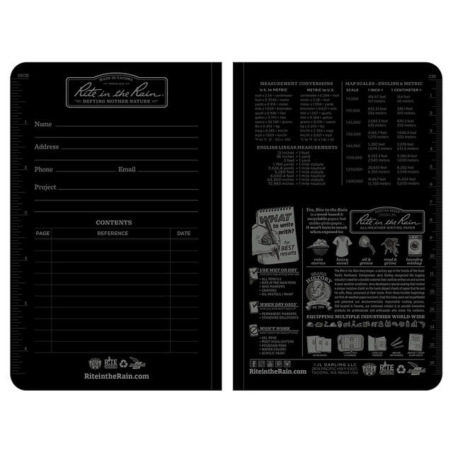 Vannfast notatbok Rite In the Rain No774 Black