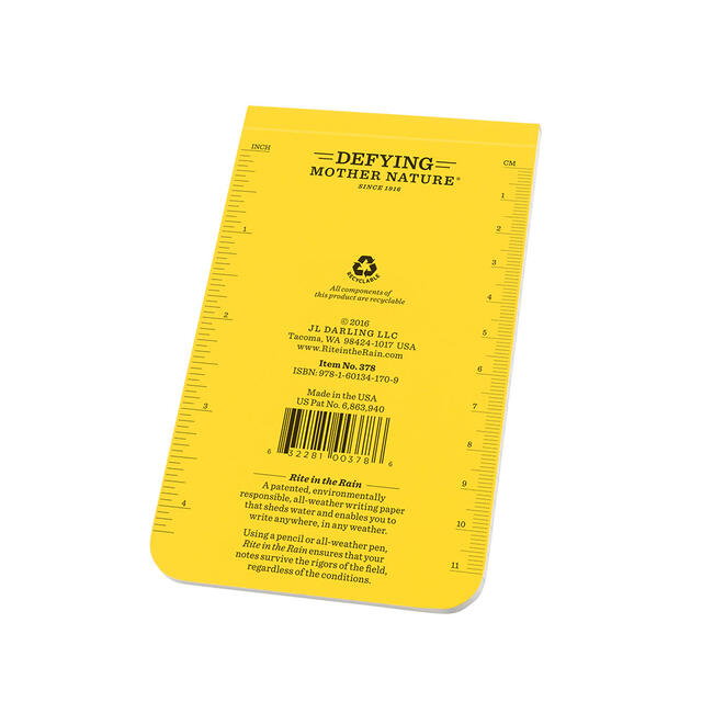 Liten vannfast notatblokk Rite In the Rain No378 Yellow
