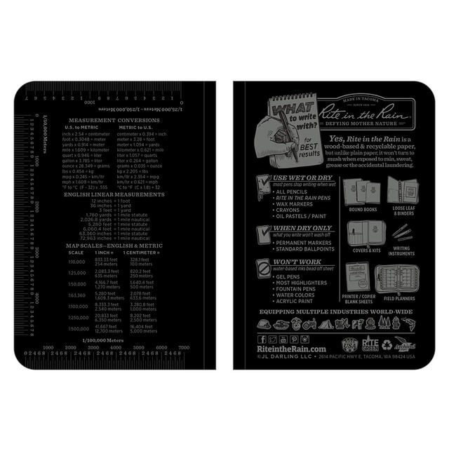 Liten vannfast notatbok Rite In the Rain No754 Black