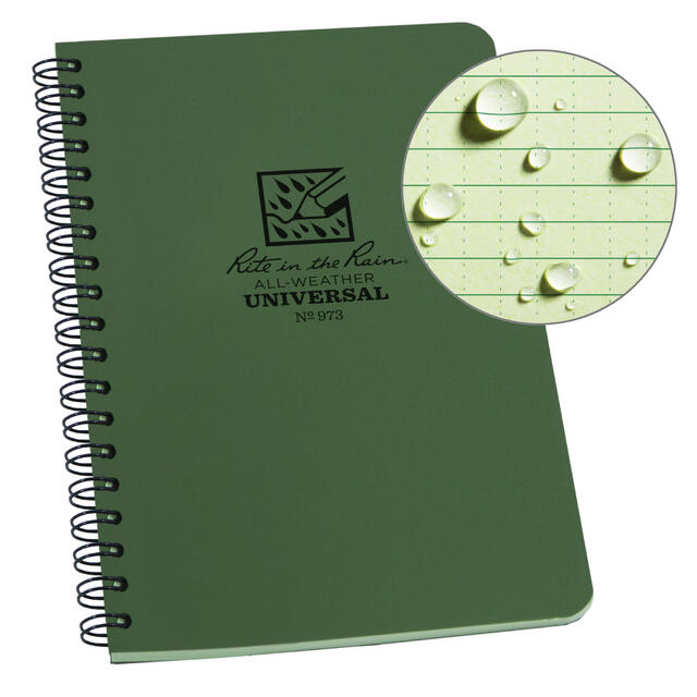 Liten vannfast spiralbok Rite In the Rain No973 Green
