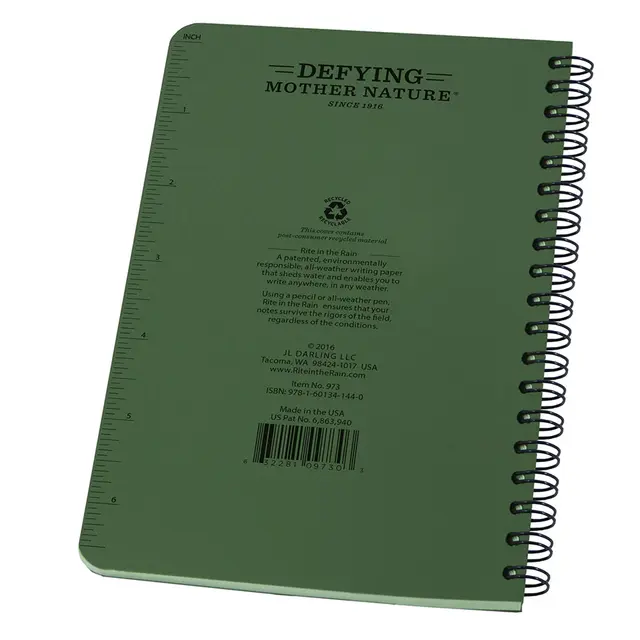 Liten vannfast spiralbok Rite In the Rain No973 Green 