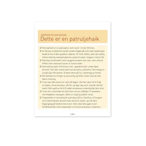 Sikkerhet p&#229; tur NSF Sikkerhet p&#229; tur Sjekkliste A6