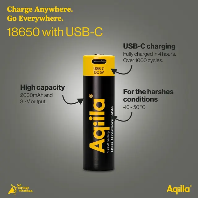 USB-batteri 18650 Aqiila USB Rechargable 18650 