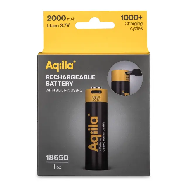 USB-batteri 18650 Aqiila USB Rechargable 18650 