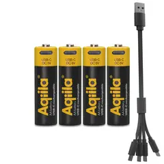 USB-batterier AA Aqiila USB Rechargable AA 4 pk