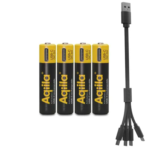 USB-batterier AAA Aqiila USB Rechargable AAA 4 pk