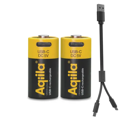 USB-batterier CR123A Aqiila USB Rechargable CR123A 2 pk