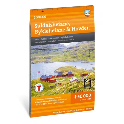 Suldalsheiane Bykleheiane Hovden Calazo Turkart 1:50 000