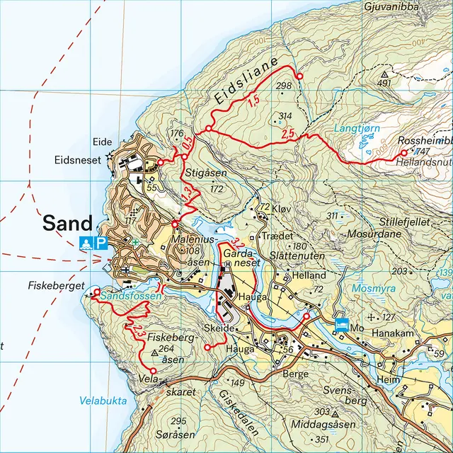 Suldalsheiane Bykleheiane Hovden Calazo Turkart 1:50 000 