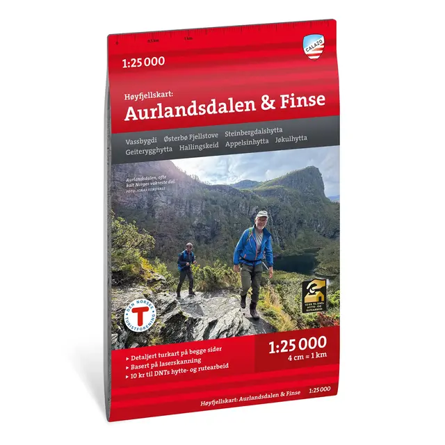 Aurlandsdalen Finse Calazo Høyfjellskart 1:25 000 