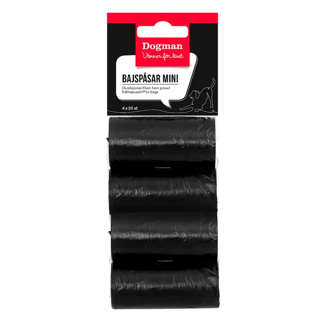 Hundeposer 4 pk Dogman Bajspåsar mini 20 stk 