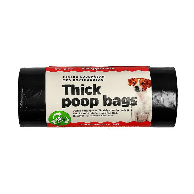 Hundeposer Dogman Tjocka bajspåsar med knyt 50 stk 