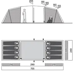 Tunnelltelt til 8 Easy Camp Leka Twin 8