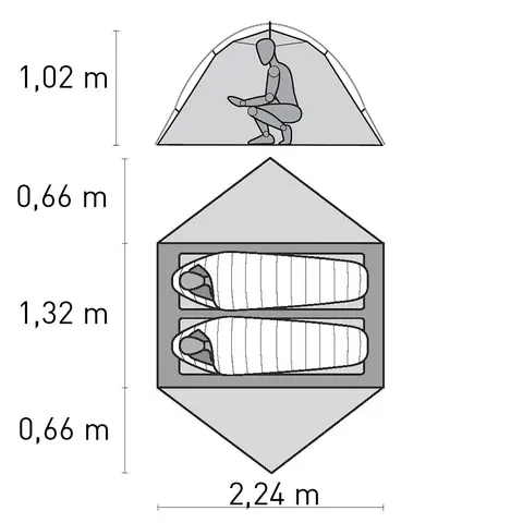 Kuppeltelt til 2 MSR Hubba Hubba LT 2