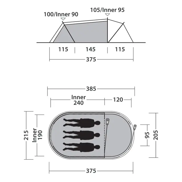 Pop-up-telt til 3 Outwell Nexion 3 Forest 