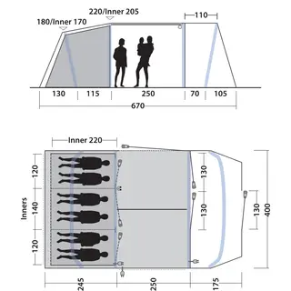 Campingtelt oppblåsbart til 6 Outwell Sacramento 6 Air