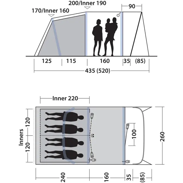 Campingtelt oppblåsbart til 4 Outwell Monterey 4 Air 