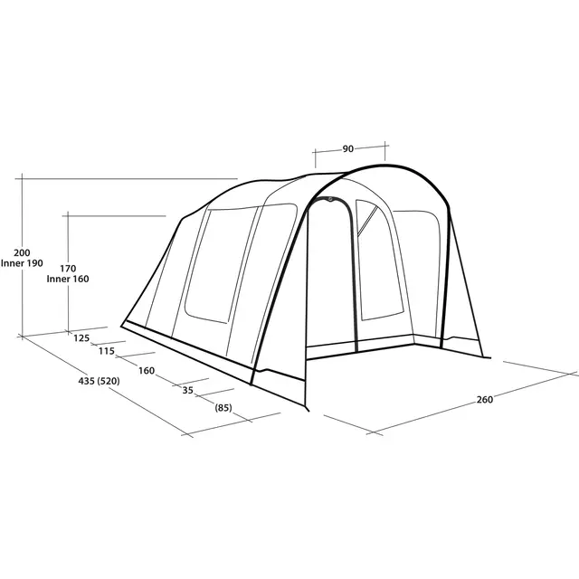 Campingtelt oppblåsbart til 4 Outwell Monterey 4 Air 