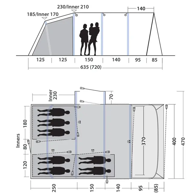 Campingtelt oppblåsbart til 7 Outwell Vermont 7 Air 