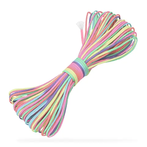 Fallskjermline Regnbue Paracord 550 15  meter Rainbow Pastell