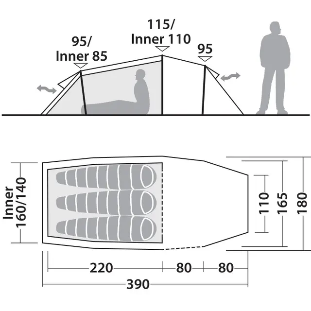 Tunneltelt til 3 Robens Roamer 3 LW 