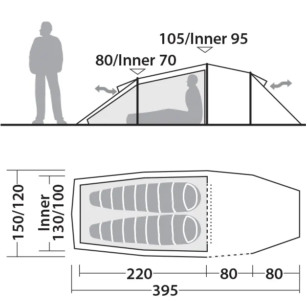 Tunneltelt til 2 Robens Voyager 2 Exp 