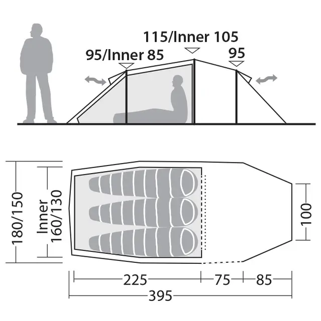 Tunneltelt til 3 Robens Voyager 3 Exp 
